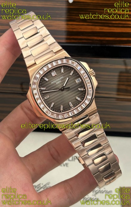 Patek Philippe Nautilus 5723 Grey Dial Rose Gold Super Clone Watch 