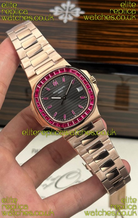 Patek Philippe Nautilus 5723 Rose Gold Red Rubies Super Clone Watch 