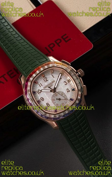 Patek Philippe Aquanaut 7968 Rose Gold Green Strap Super Clone Watch 