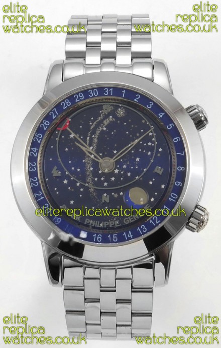 Patek Philippe Grand Complications 6102 Blue Dial Steel Strap Super Clone Watch 