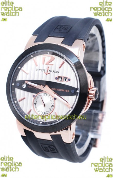 Ulysse Nardin Executive Dual Time Japanese Replica Rose Gold Watch