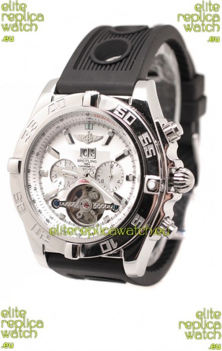 Breitling Chronograph Chronometre Japanese Tourbillon Watch in White Dial