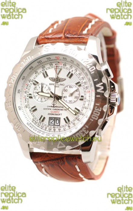 Breitling Chronograph Chronometre Replica Watch in Brown Strap
