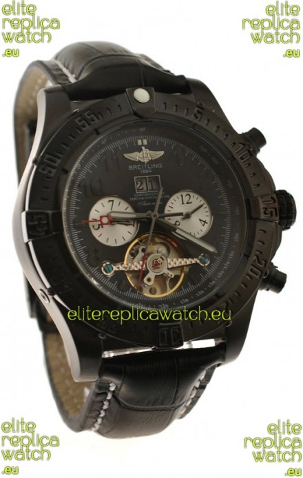 Breitling Chronometre Tourbillon Japanese Replica Watch in Black 