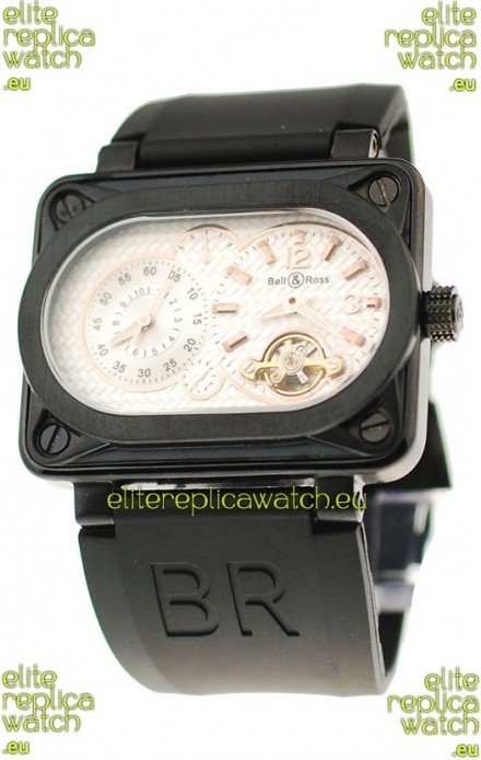 Bell and Ross BR Minuteur Tourbillon PVD Japanese Watch in White Dial