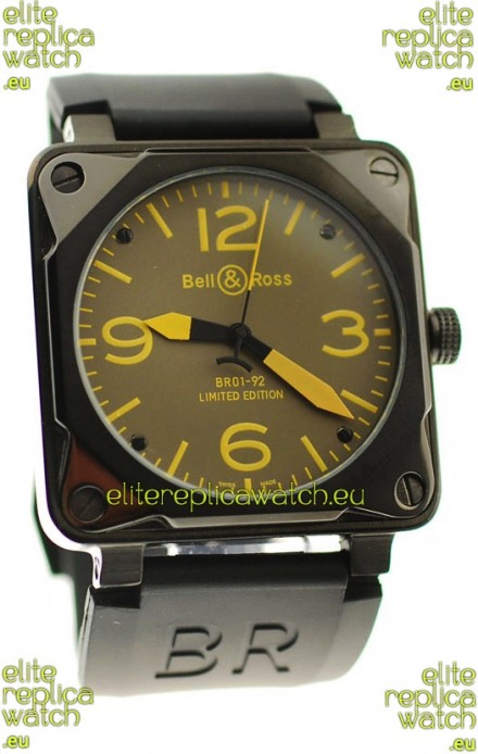 Bell and Ross BR01-92 Limited Edition Japanese PVD Watch in Yellow Markers