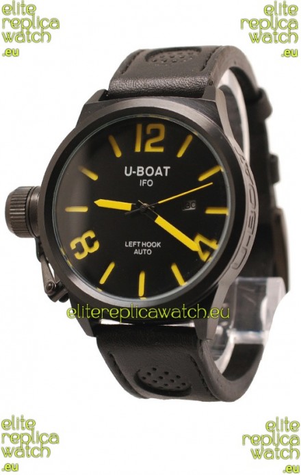 U-Boat Classico Japanese Replica PVD Watch in Yellow Markers