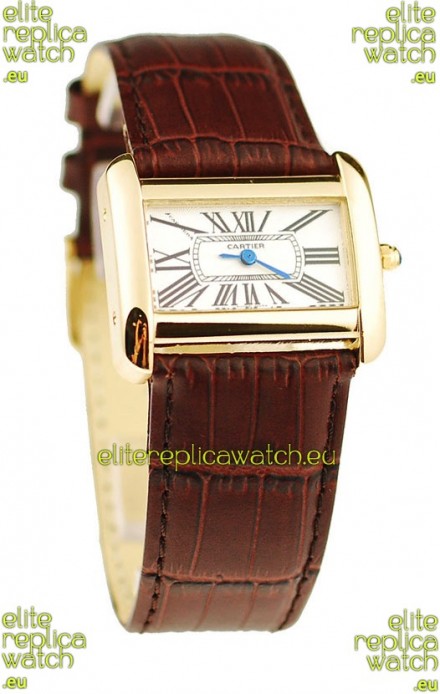Cartier Tank Divan Japanese Replica Ladies Gold Watch