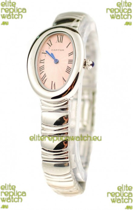 Cartier Baignoire Ladies Japanese Replica Watch in Pink Dial