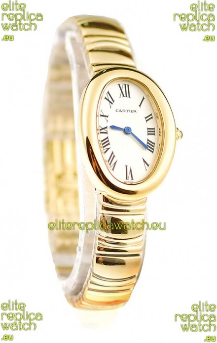 Cartier Baignoire Ladies Japanese Replica Gold Watch