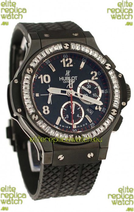Hublot Big Bang All Black Swiss Watch with Diamonds Bezel