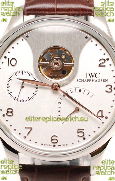 IWC Portuguese Tourbillon Mystere Japanese Replica Watch in White Dial