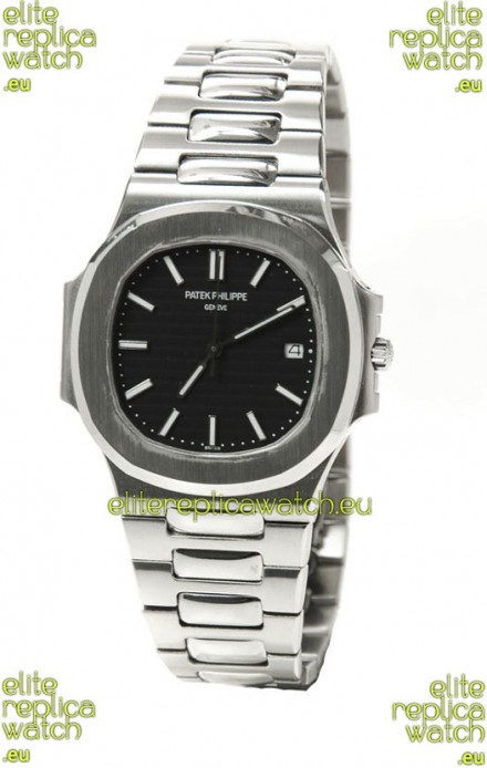 Patek Philippe Nautilus Mens Swiss Replica Watch in Black Dial