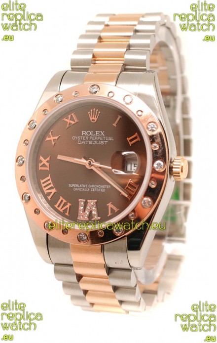 Rolex DateJust Mid-Sized Japanese Replica Rose Gold Watch