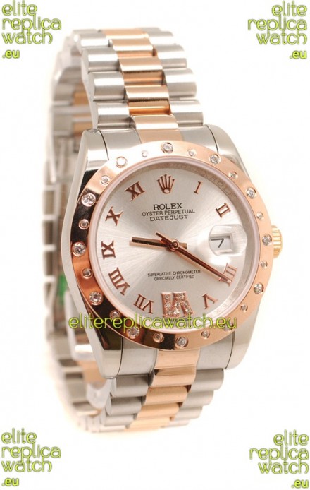 Rolex DateJust Mid-Sized Japanese Replica Rose Gold Watch