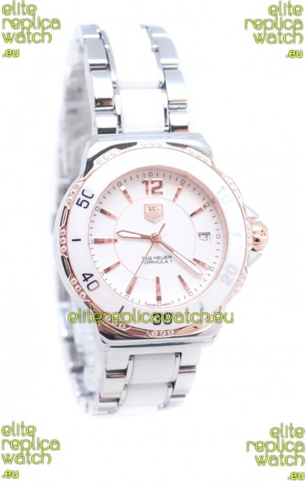 Tag Heuer Formula 1 Japanese Quartz Ladies Watch in Ceramic Bezel with Diamonds