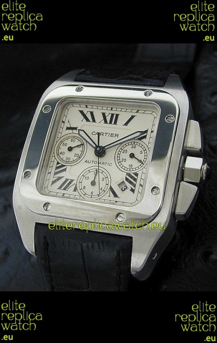 Cartier Santos Swiss Replica Watch in White Dial