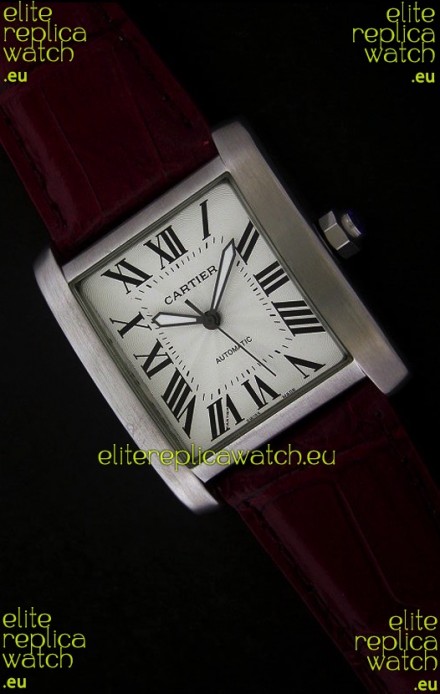 Cartier Tank 100 Japanese Replica Watch in Brown Strap