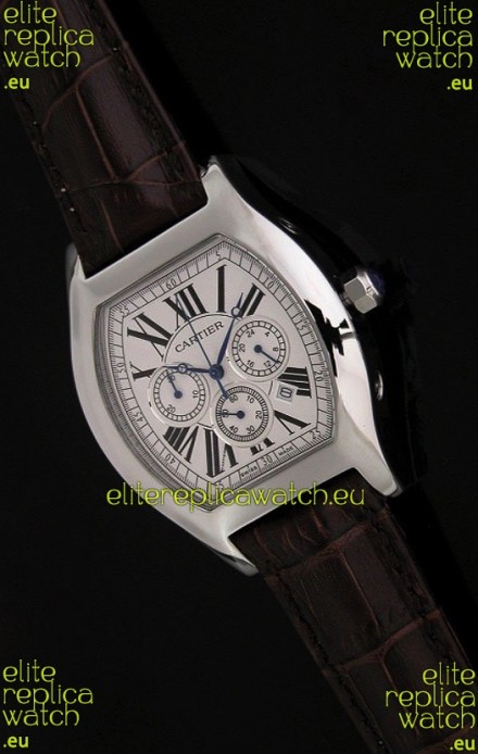 Cartier Tortue Japanese Replica Watch in Brown Strap