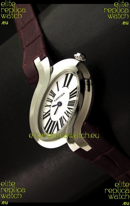 Delices De cartier Japanese Watch in Maroon Strap