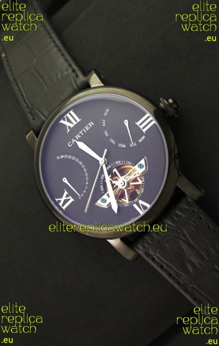 Cartier Calibre de Tourbillon PVD Swiss Watch in Blue Dial