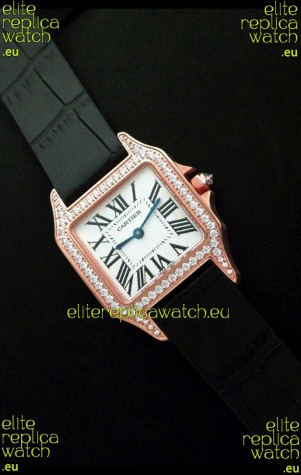 Cartier Santos Dumont Japanese Replica Watch in Pink Gold Casing