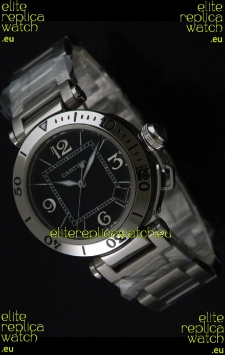 Cartier Pasha De Seatimer Japanese Quartz Watch in Black Dial