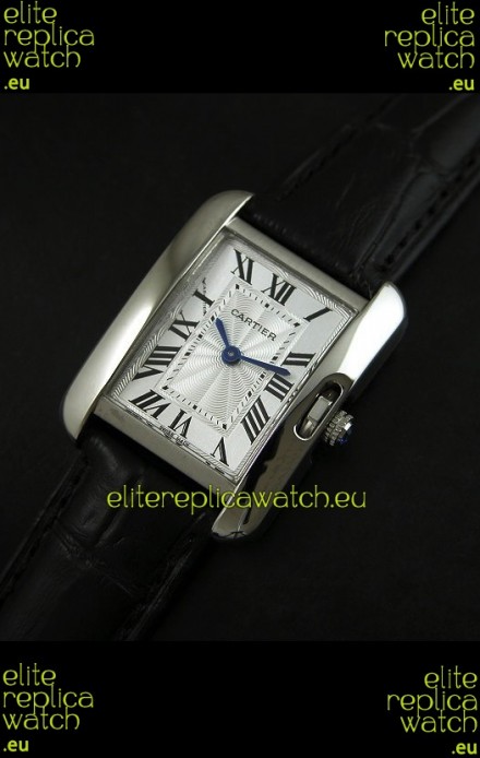 Cartier Louis Japanese Replica Ladies Watch in Black Strap