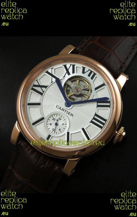 Ballon De Cartier Flying Tourbillon Japanese Replica Watch - Pink Gold Case