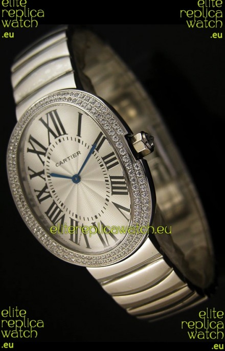 Cartier Baignoire Japanese Replica Watch with Diamonds Bezel