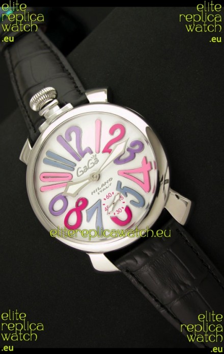 Gaga Milano Italy Japanese Replica Watch in Multi Color Arabic Markers