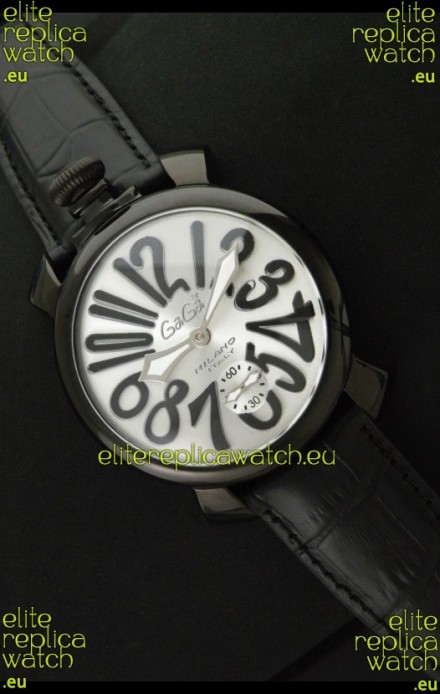 Gaga Milano Italy Japanese Replica PVD Watch in Black Markers