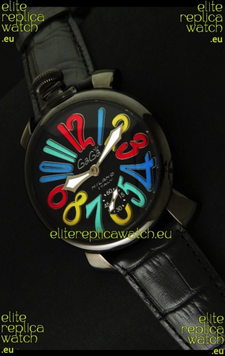Gaga Milano Italy Japanese Replica PVD Watch in Multi Colour Arabic Markers