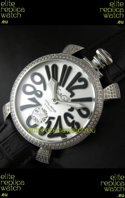 Gaga Milano Italy Manuale Replica Japanese Watch in Black Strap