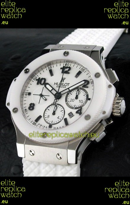Hublot Big Bang Swiss Replica Watch in White Ceramic Bezel