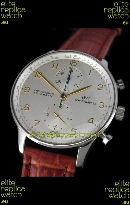 IWC Portuguese Chronograph Swiss Replica Watch in White Dial