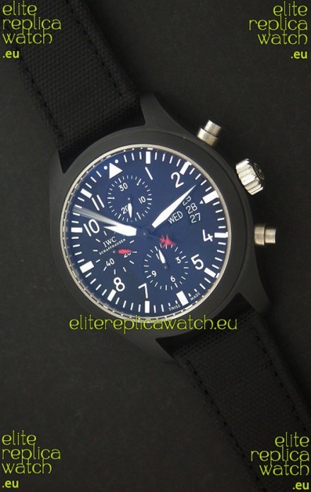IWC Top Gun Full Ceramic Swiss Replica Watch in Blue Dial