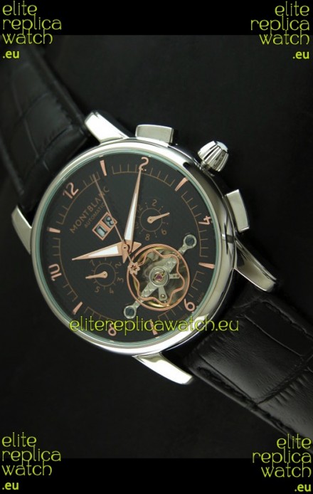 Mont Blanc Flying Tourbillon Japanese Replica Watch in Black Dial