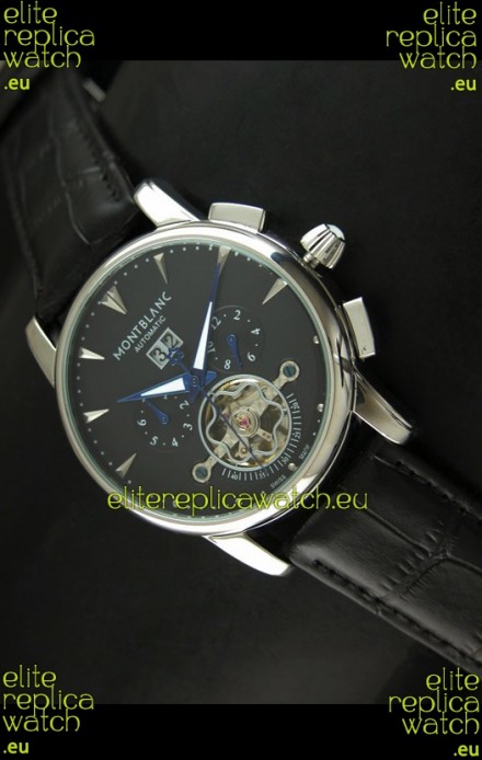Mont Blanc Flying Tourbillon Japanese Replica Watch in Black Dial