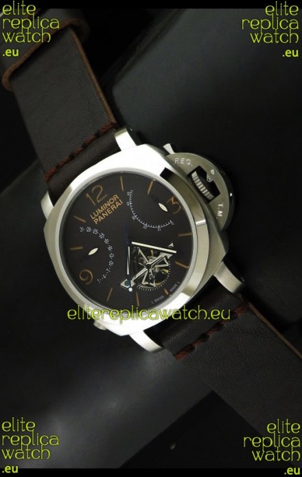 Luminor Panerai Japanese Replica Tourbillon Watch in Black Dial