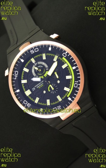 Porsche Design Diver Japanese Replica PVD Watch in Gold Bezel