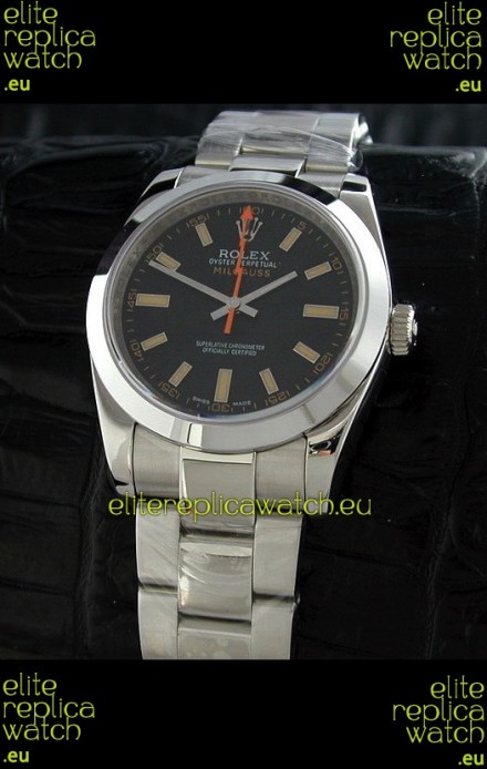 Rolex Oyster Perpetual Milgauss Swiss Replica Watch in Black Dial