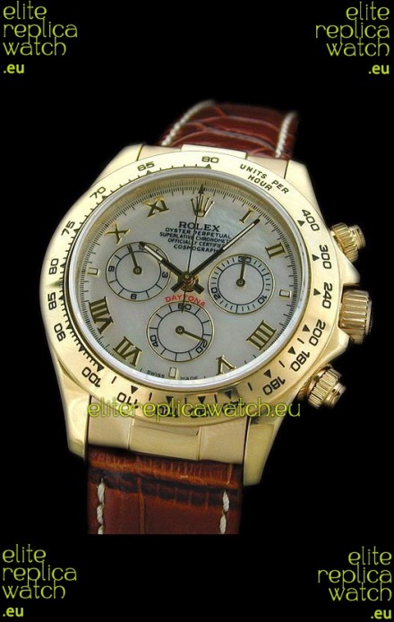 Rolex Daytona Cosmograph Swiss Replica Gold Watch in Roman Hour Markers