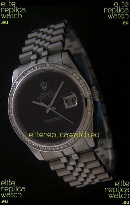 Rolex Datejust Japanese Replica Watch in Full Black Dial