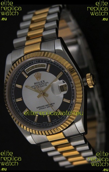 Rolex Day Date Just Japanese Replica Two Tone Gold Watch 