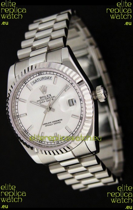 Rolex Day Date Just Japanese Replica Silver White Watch 