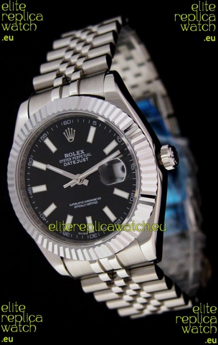 Rolex DateJust Swiss Replica Watch in Black Dial