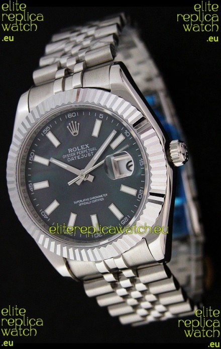 Rolex DateJust Swiss Replica Watch in Black Mother of Pearl Dial