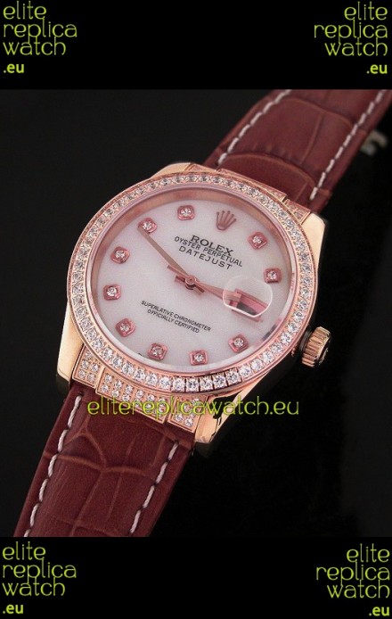 Rolex DateJust Japanese Mens Replica Watch in Mop White Dial
