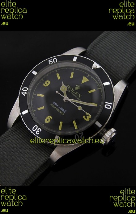 Rolex Submariner Swiss Replica Watch in Domed Crystal Grey Nylon Strap